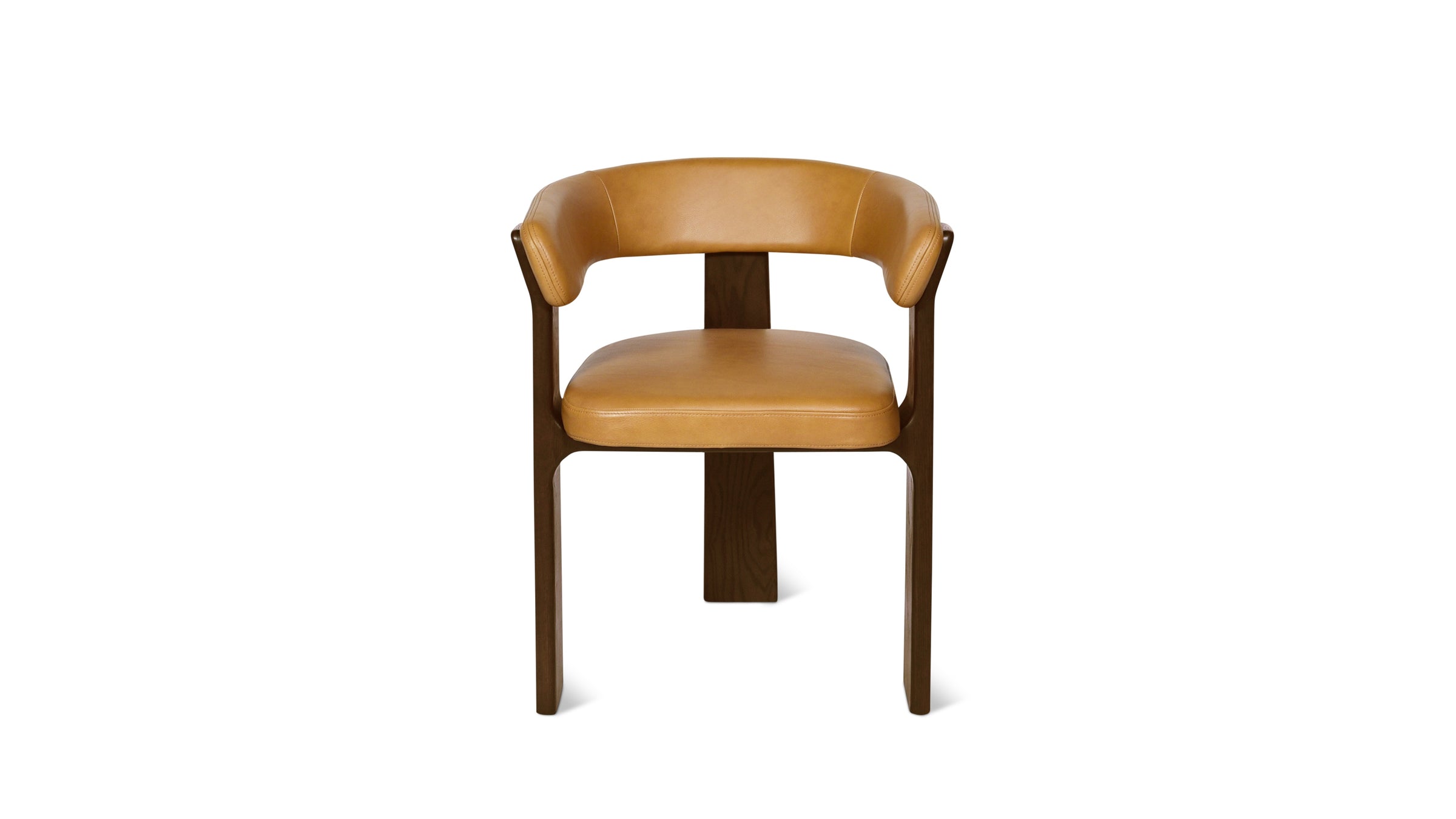 Trine Dining Chair, Dark Brown Oak, Tobacco Leather