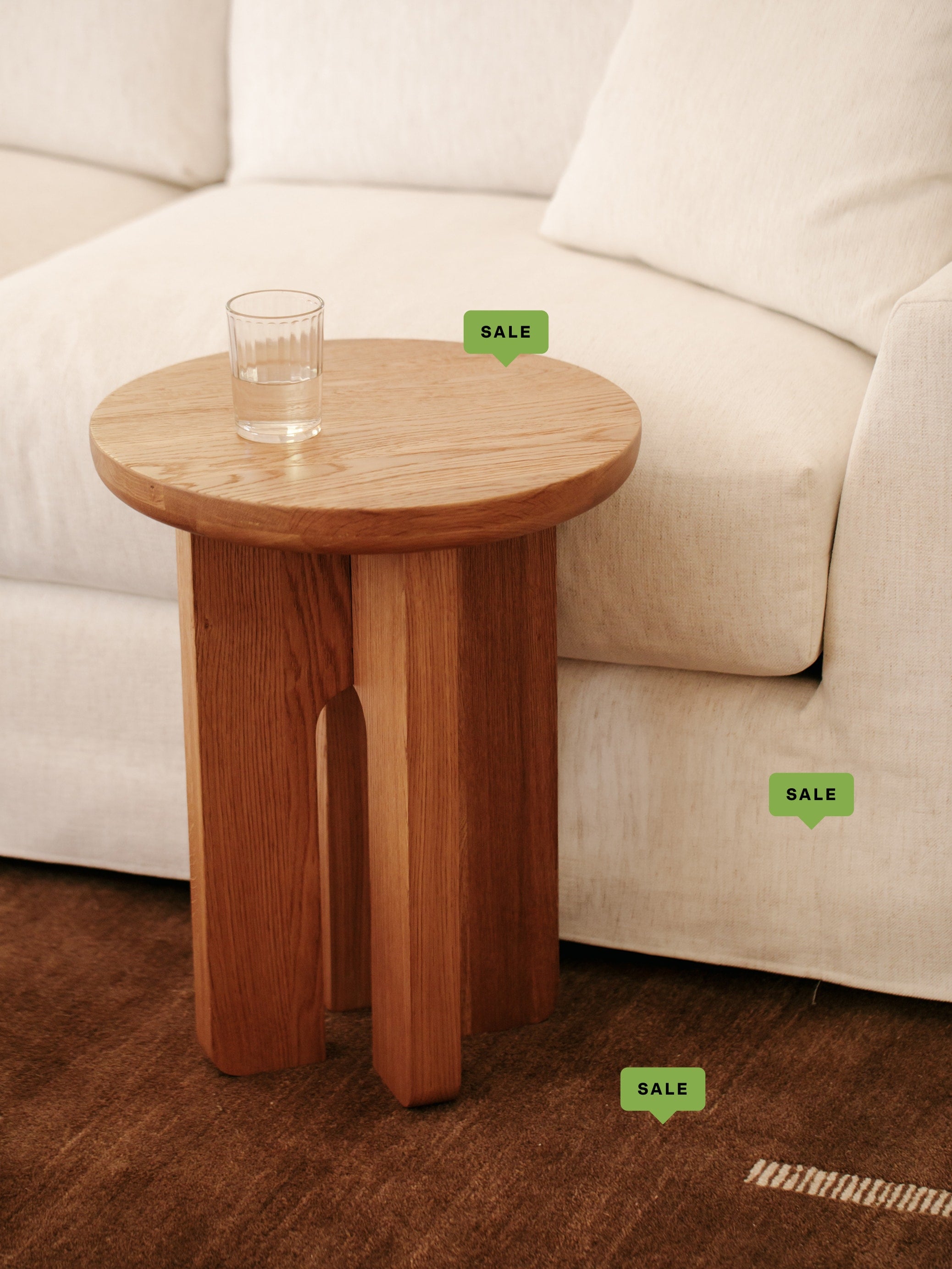 Clover Side Table, Natural Oak