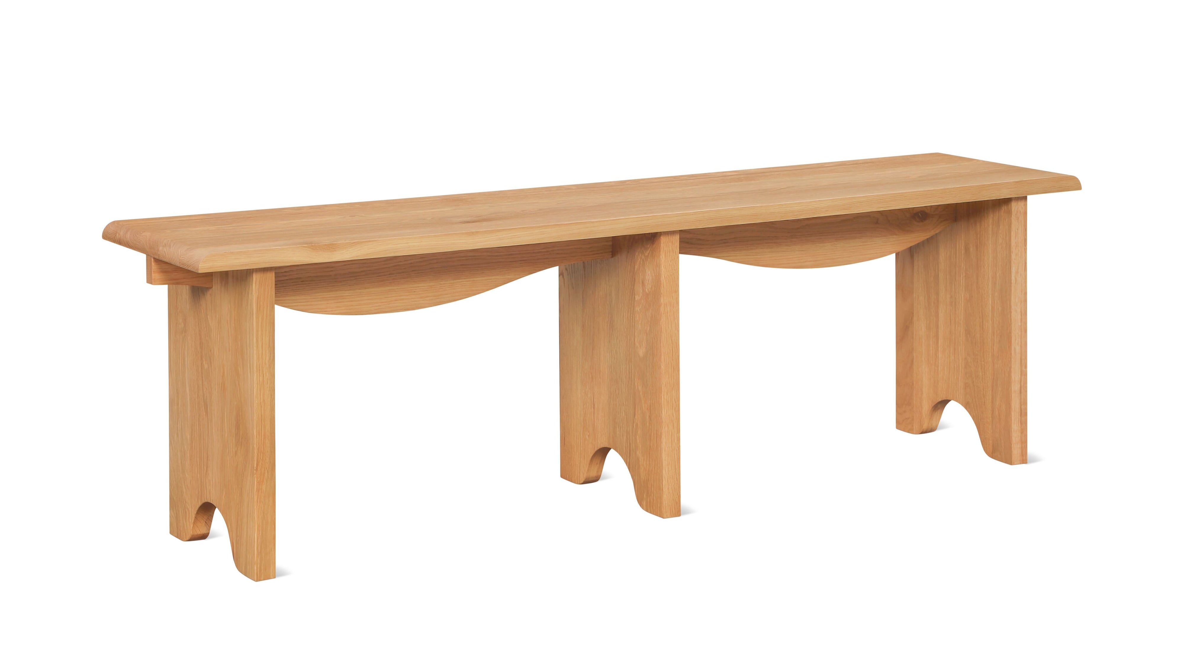 Bowtie Bench, Seats 3, Natural Oak