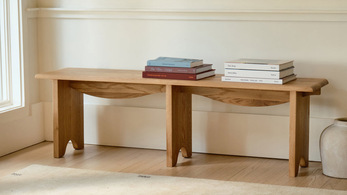 Bowtie Bench, Seats 3, Natural Oak
