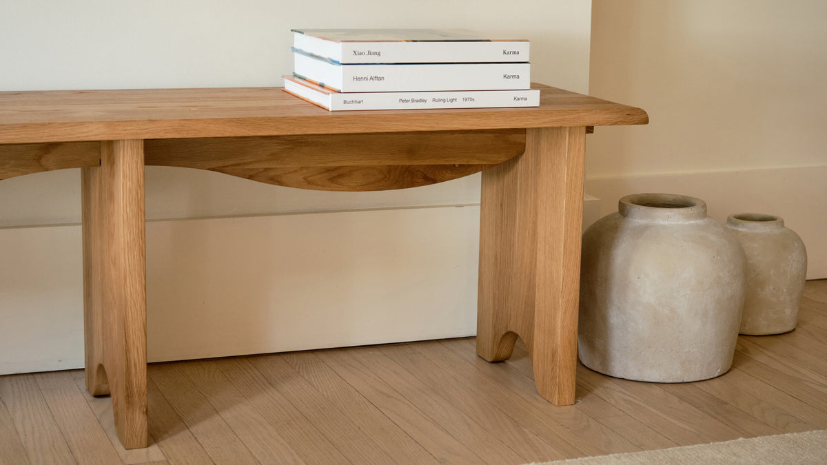 Bowtie Bench, Seats 3, Natural Oak