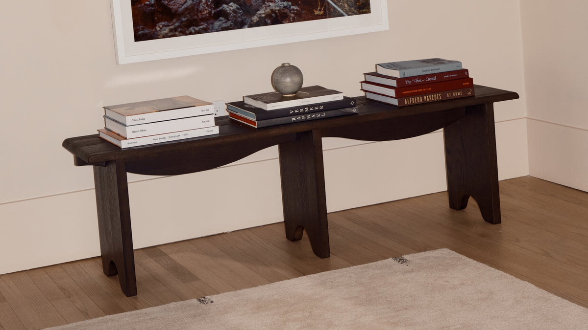Bowtie Bench, Seats 3, Dark Brown Oak