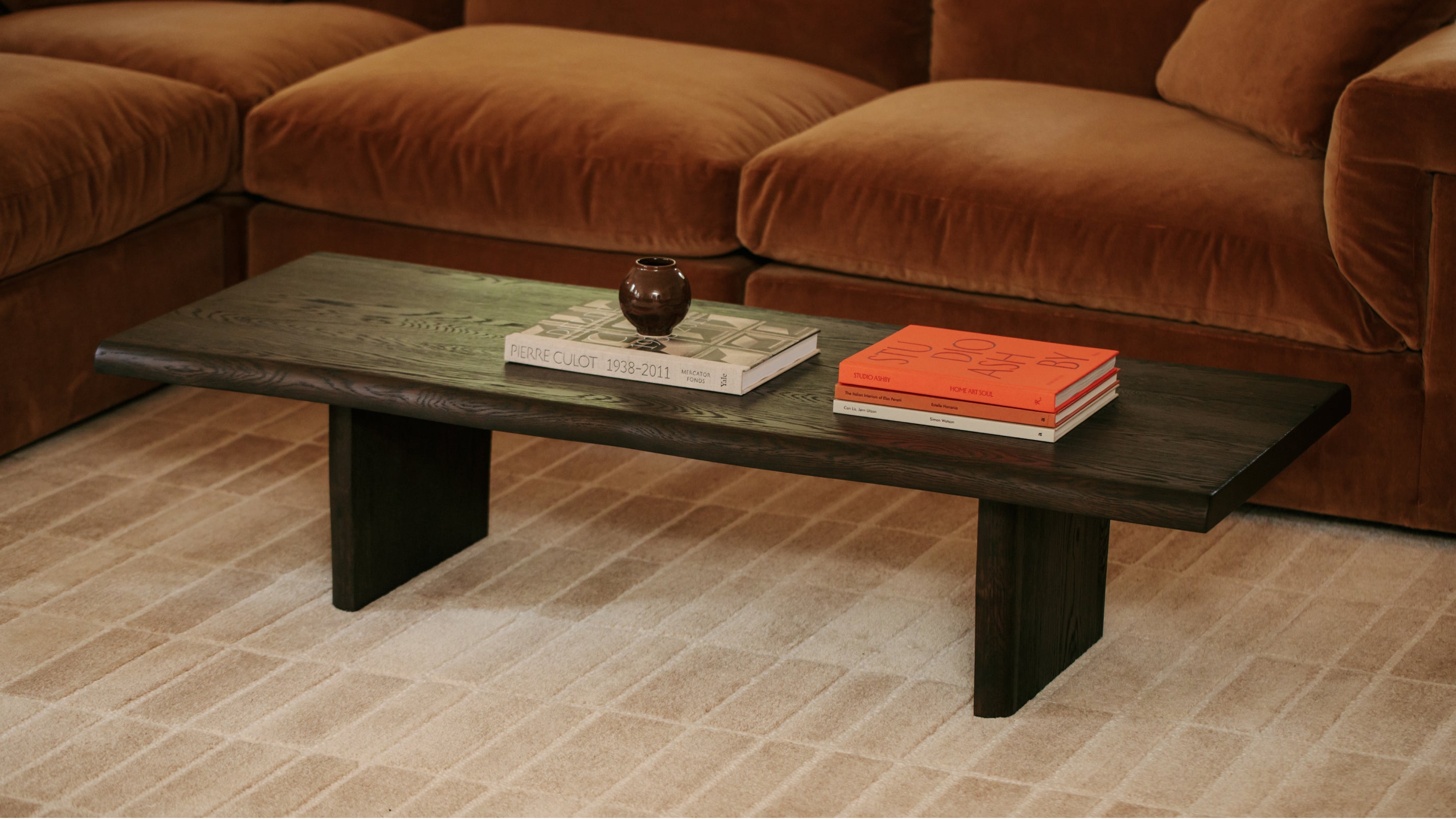 Row Coffee Table, Dark Brown Oak