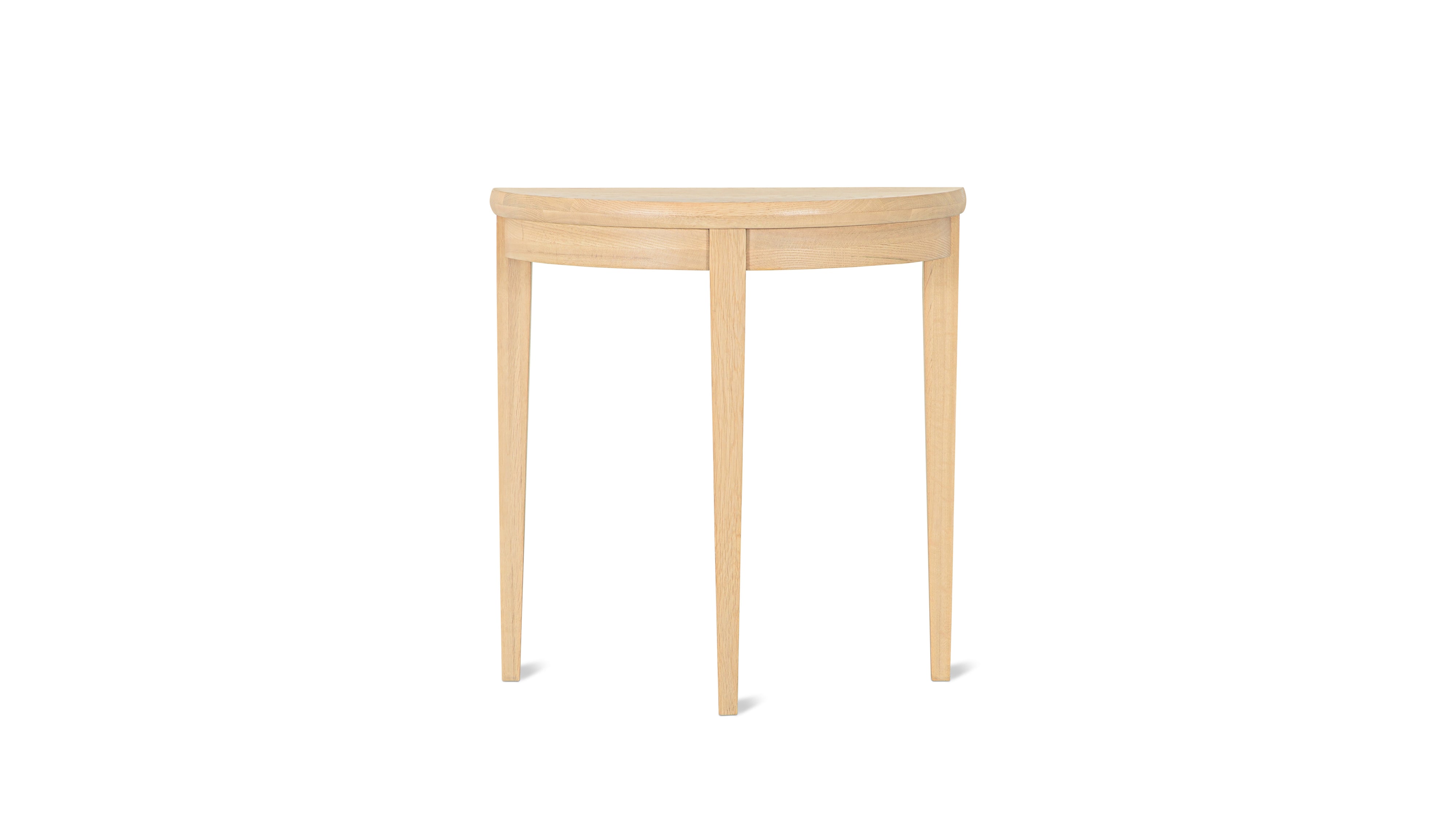 Perch Demilune Console, Pale Oak