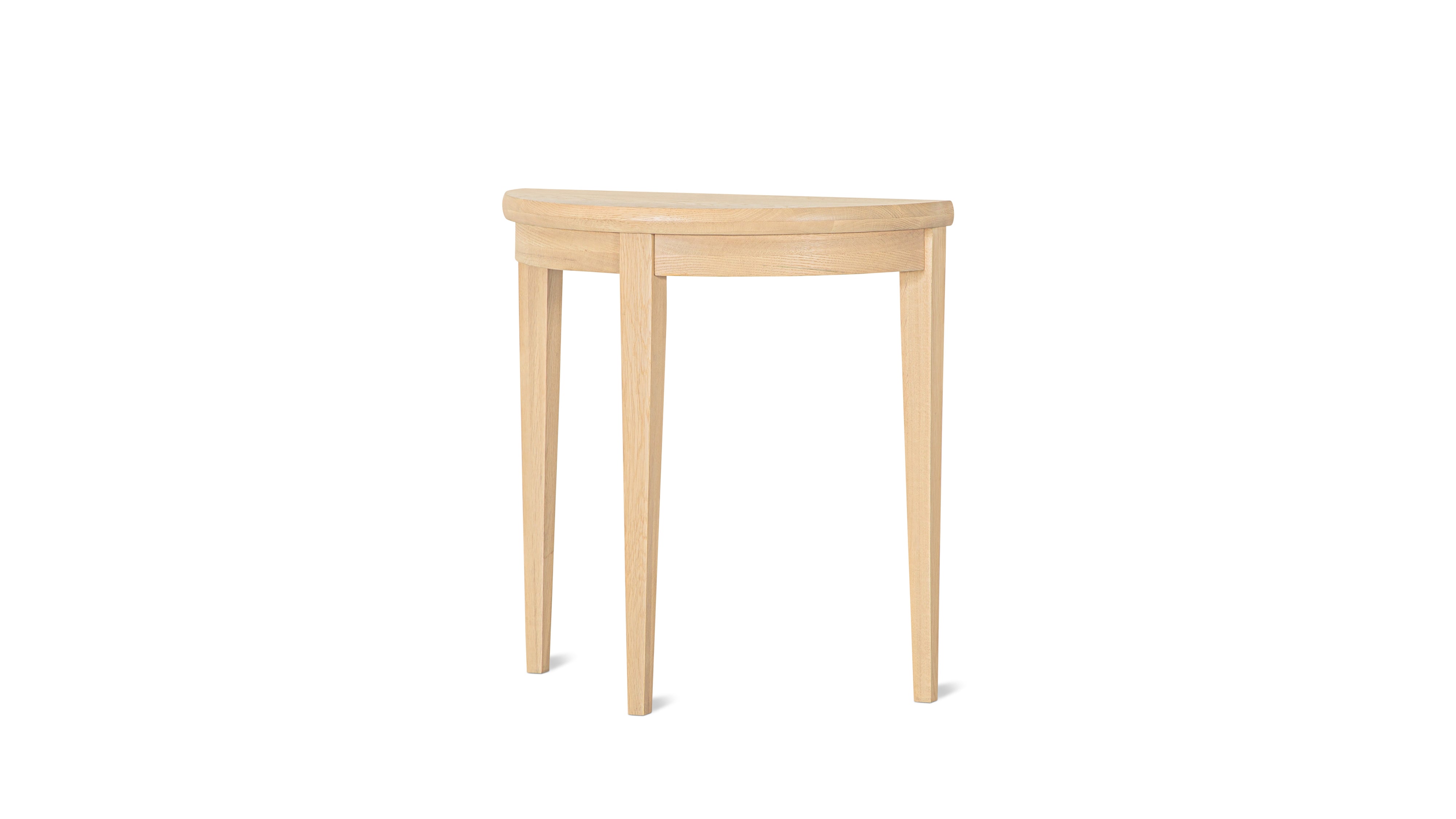 Perch Demilune Console, Pale Oak