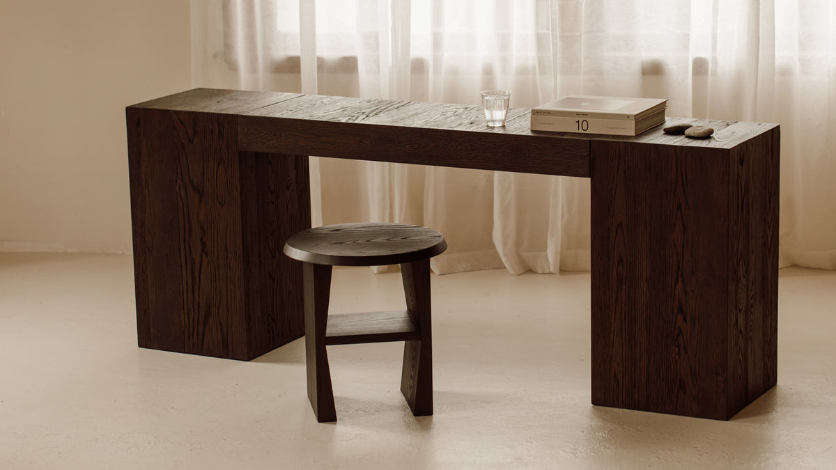 Arcade Console, Brown Oak