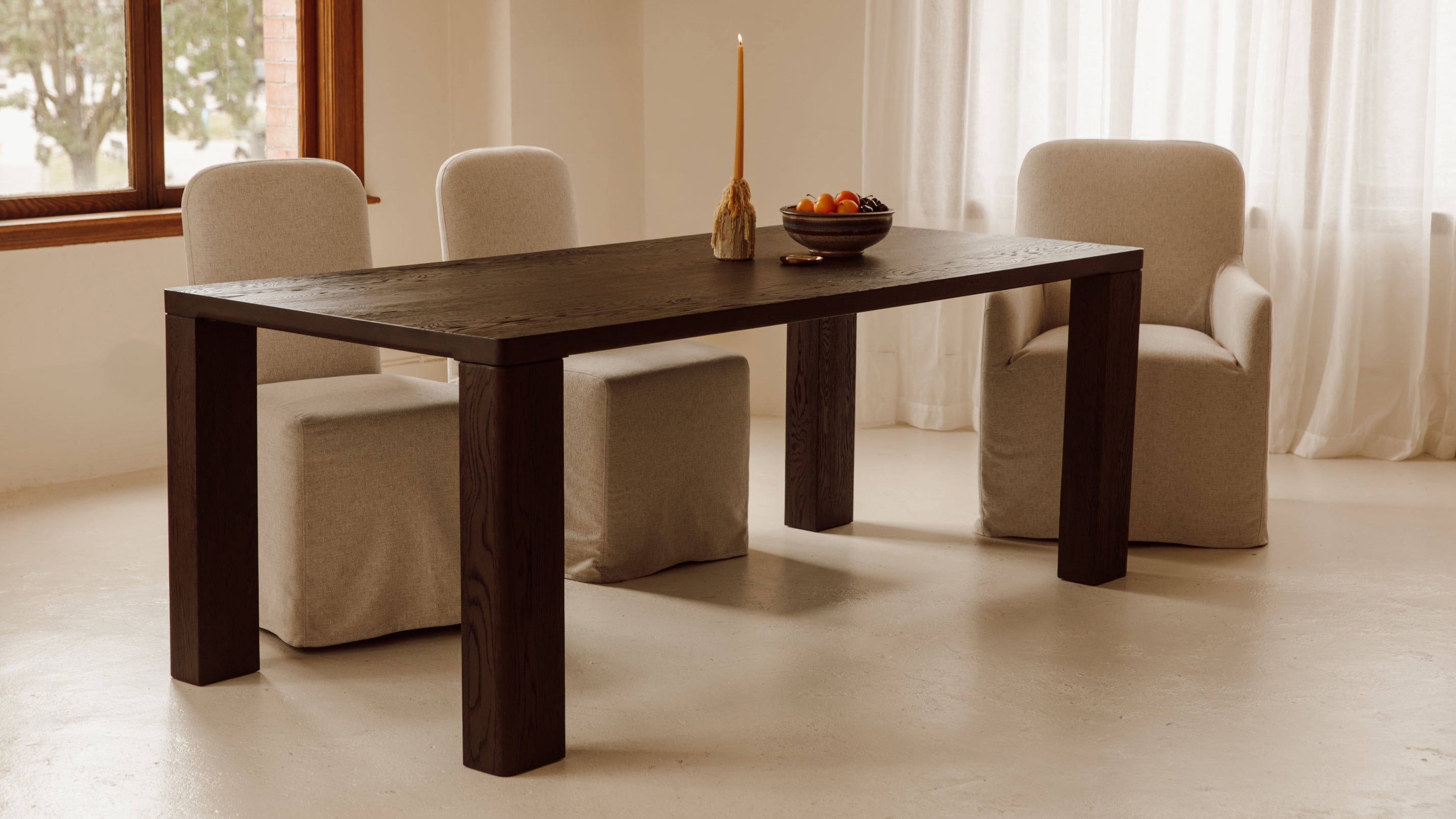 Foundry Dining Table, Seats 6-8 People, Dark Brown Oak