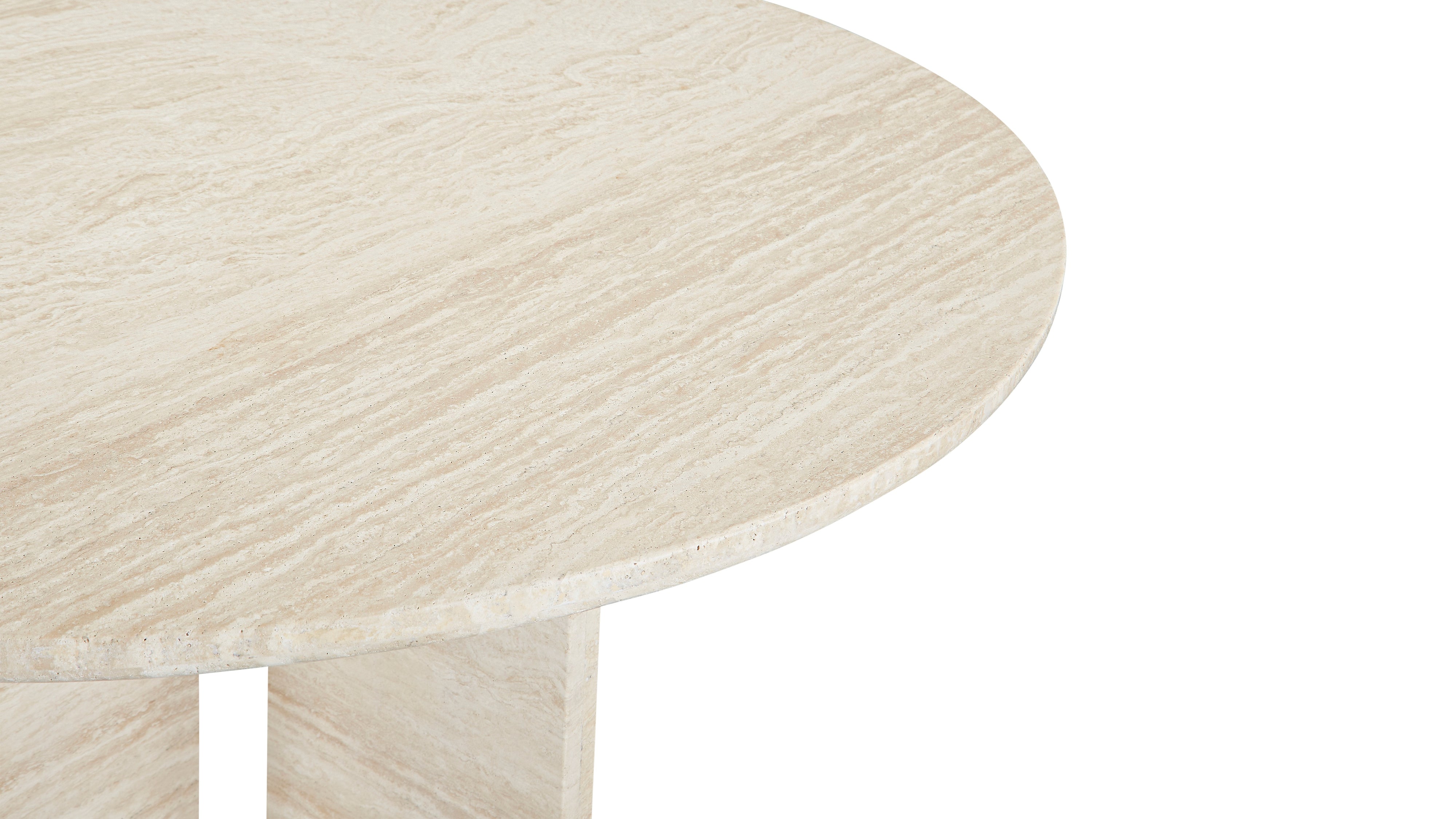 Clover Round Dining Table, Seats 4-5 People, Beige Travertine