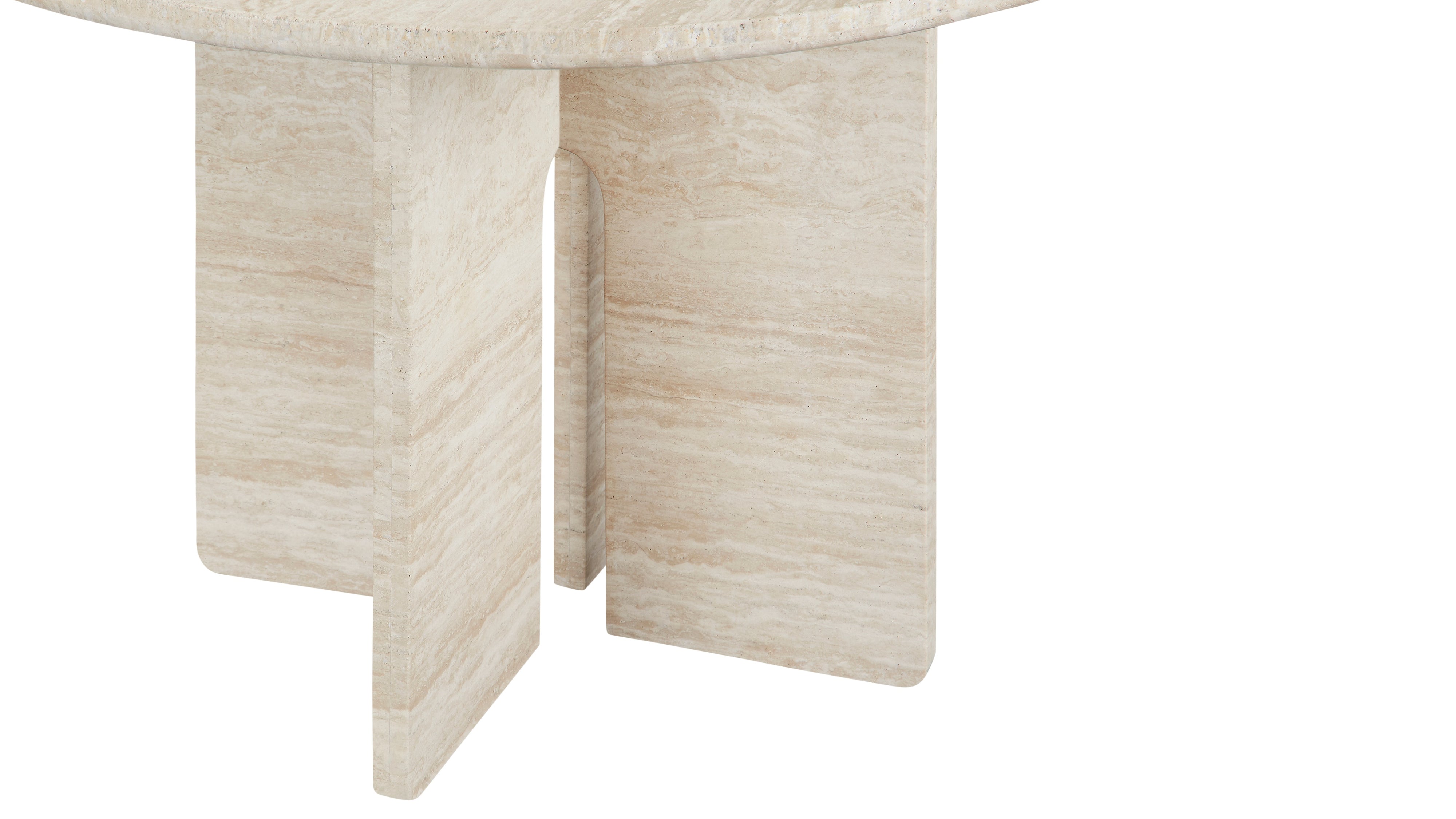 Clover Round Dining Table, Seats 4-5 People, Beige Travertine