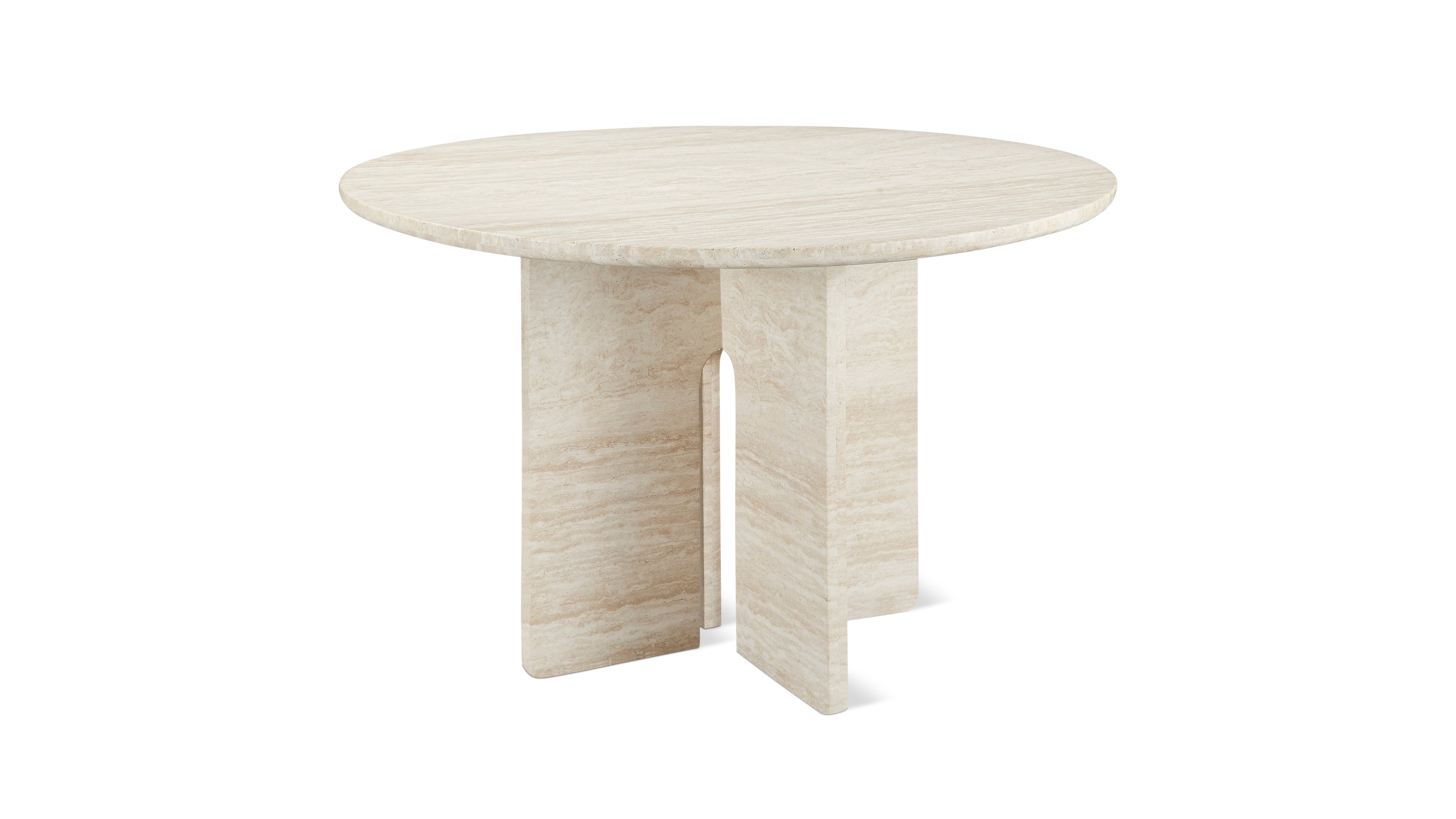 Clover Round Dining Table, Seats 4-5 People, Beige Travertine