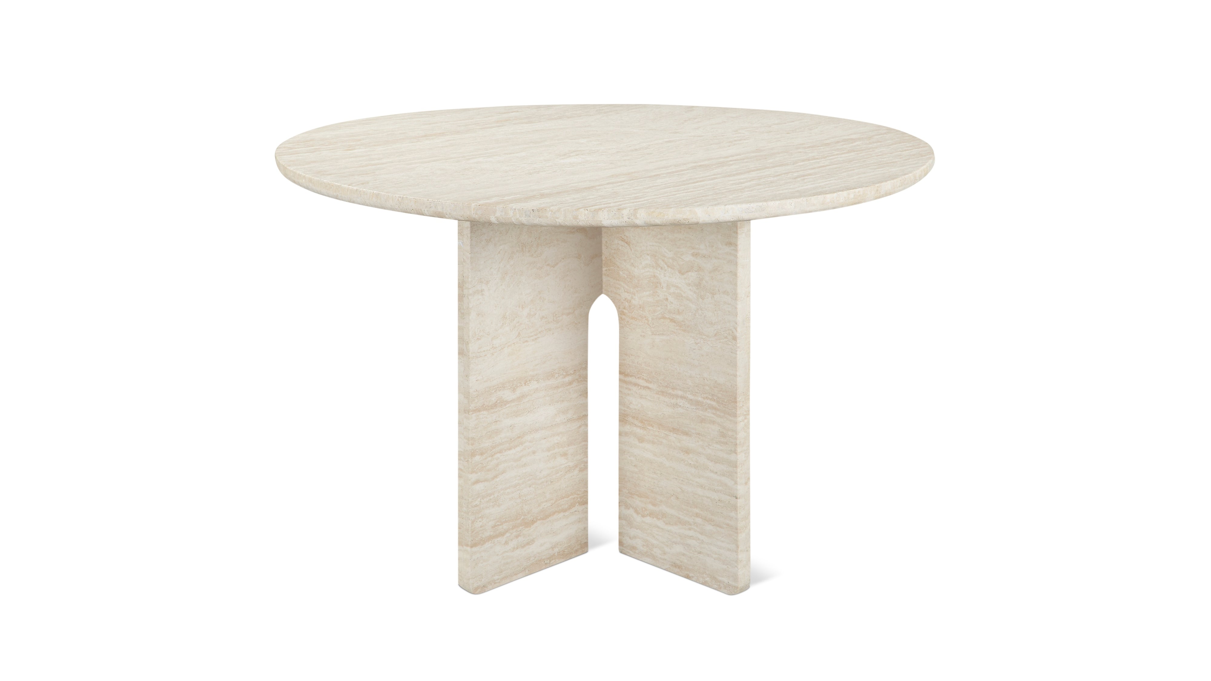 Clover Round Dining Table, Seats 4-5 People, Beige Travertine