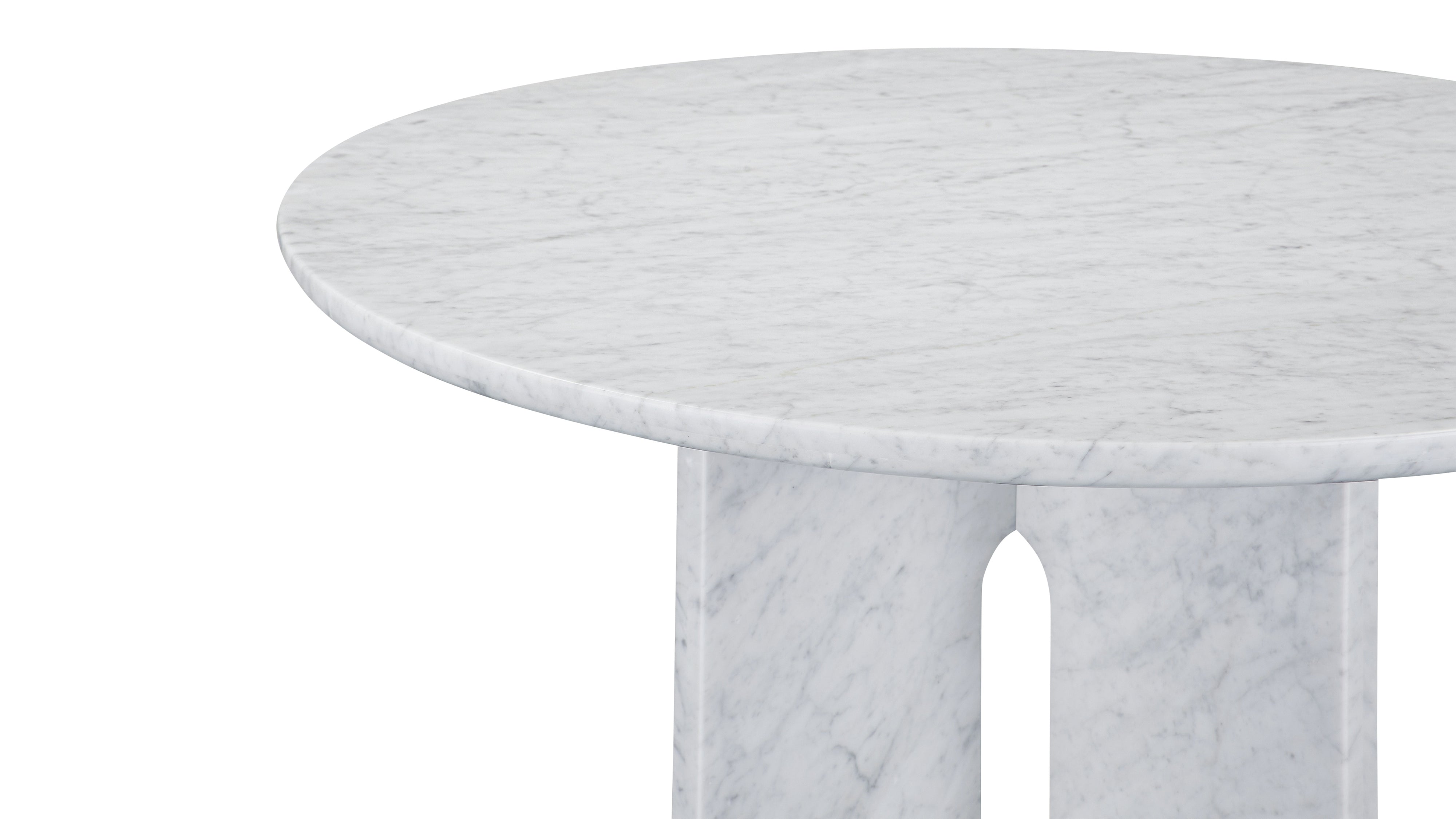 Clover Round Dining Table, Seats 4-5 People, White Carrara Marble