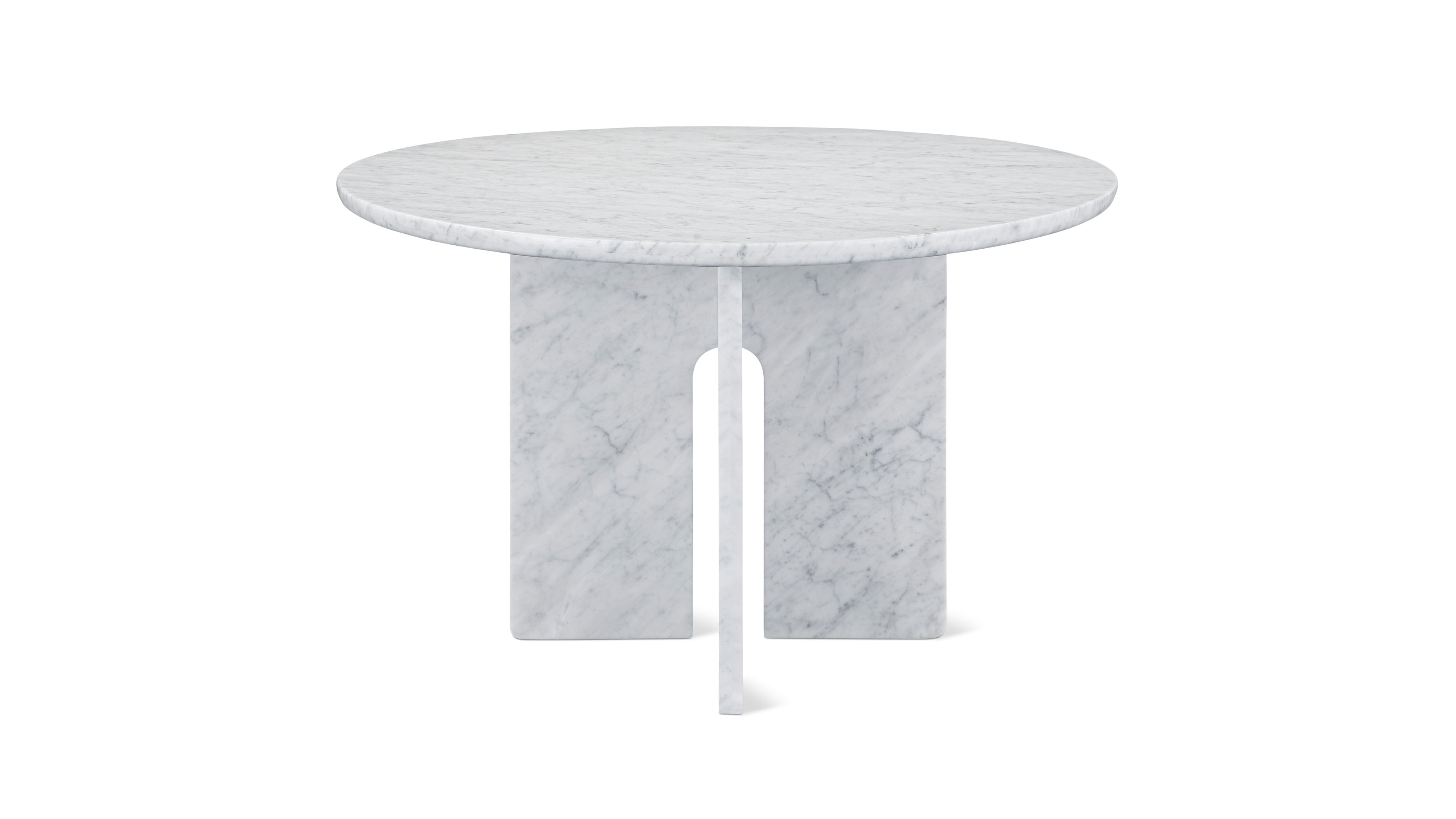 Clover Round Dining Table, Seats 4-5 People, White Carrara Marble