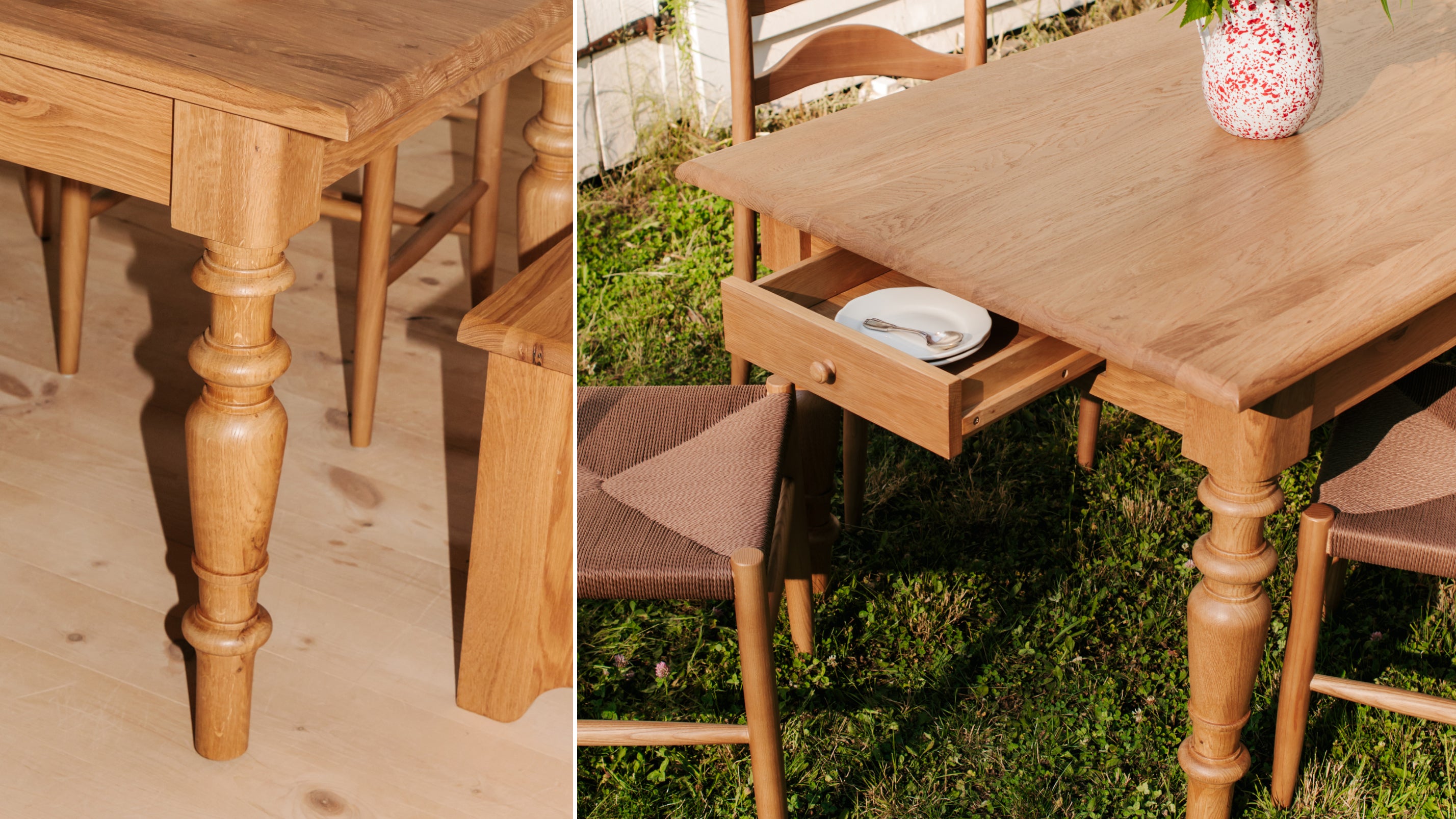 Spindle Dining Table, Seats 4-6 People, Warm Oak