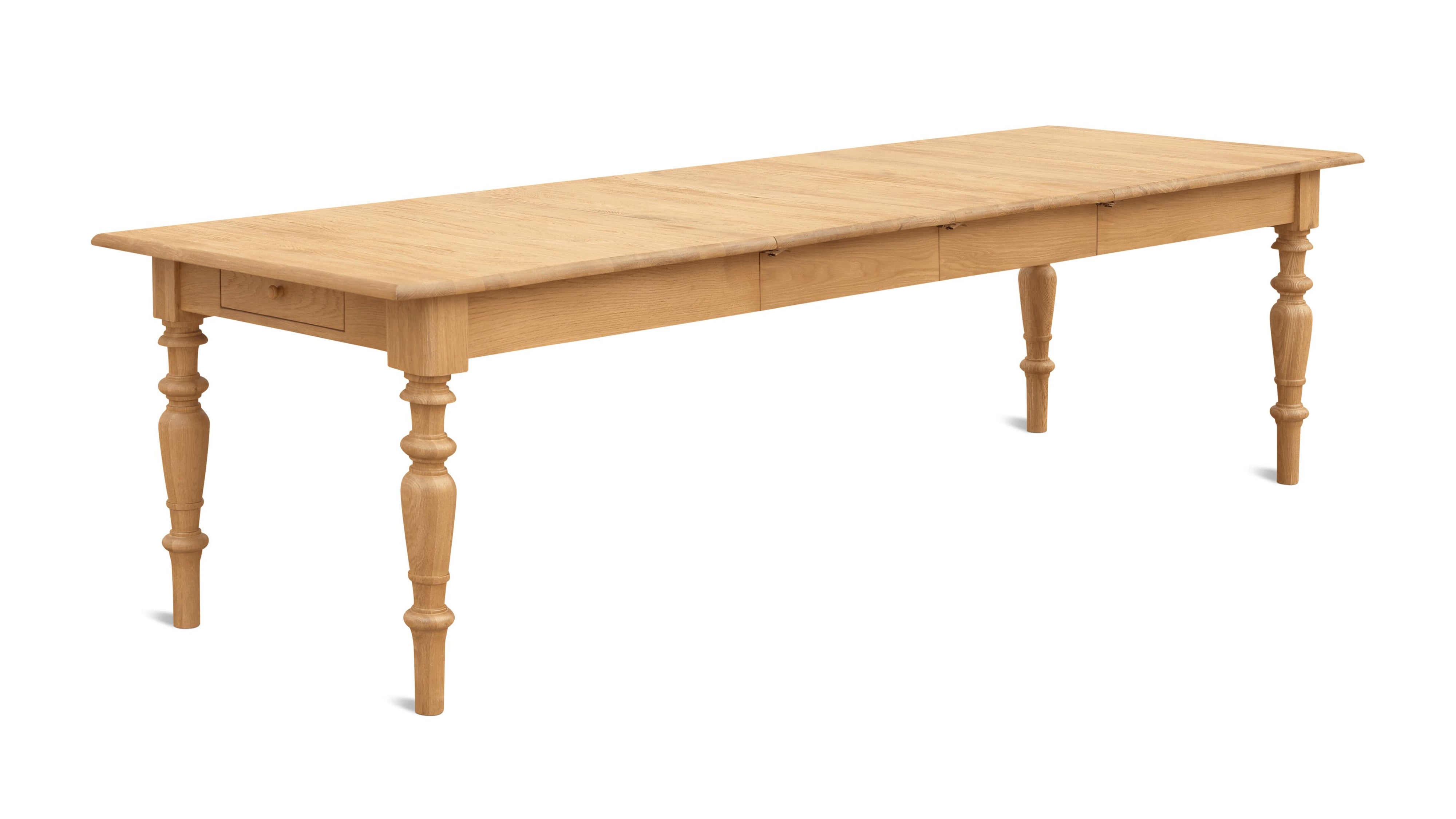Spindle Extendable Dining Table, Seats 4-10 People, Warm Oak
