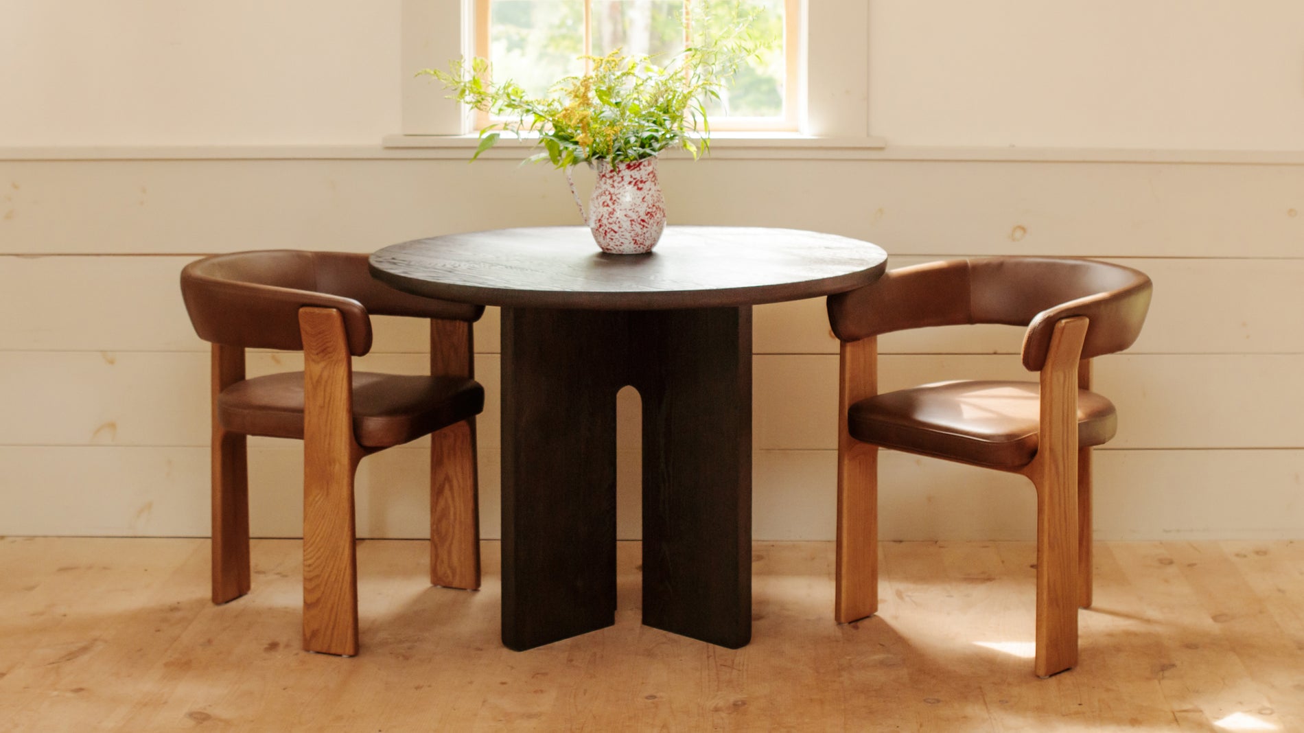 Trine Dining Chair, Natural Oak, Hazel Leather_image