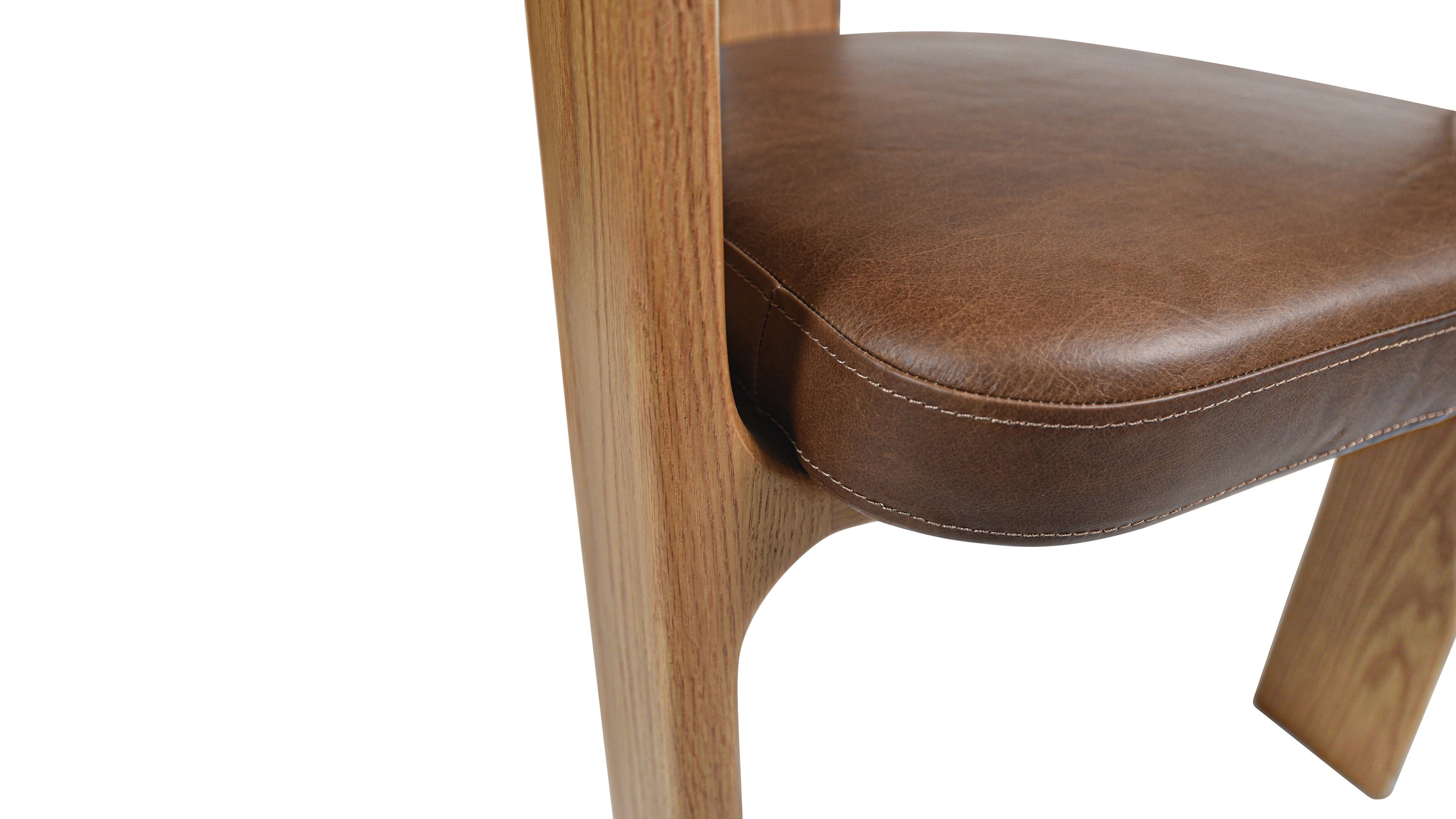 Trine Dining Chair, Natural Oak, Hazel Leather