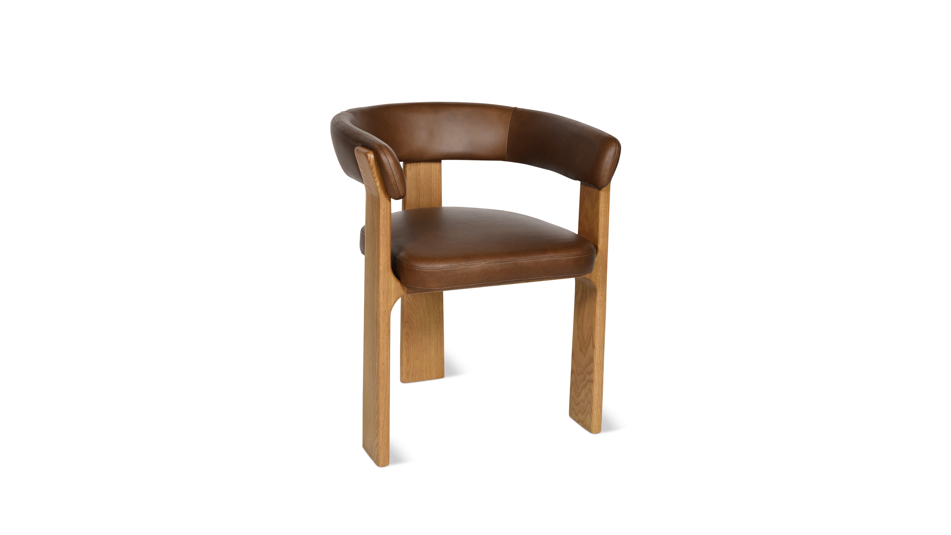 Trine Dining Chair, Natural Oak, Hazel Leather