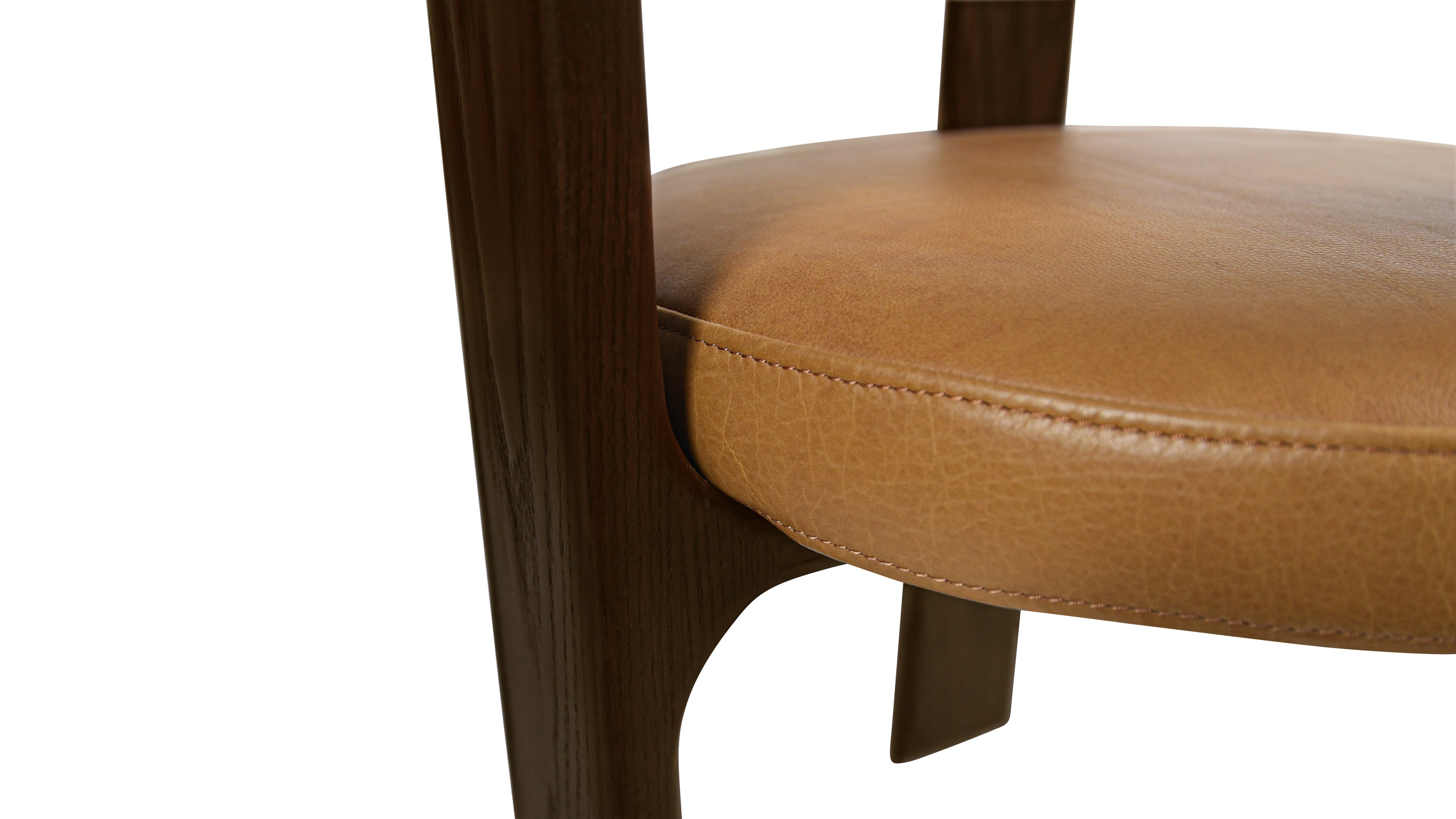 Trine Dining Chair, Dark Brown Oak, Tobacco Leather