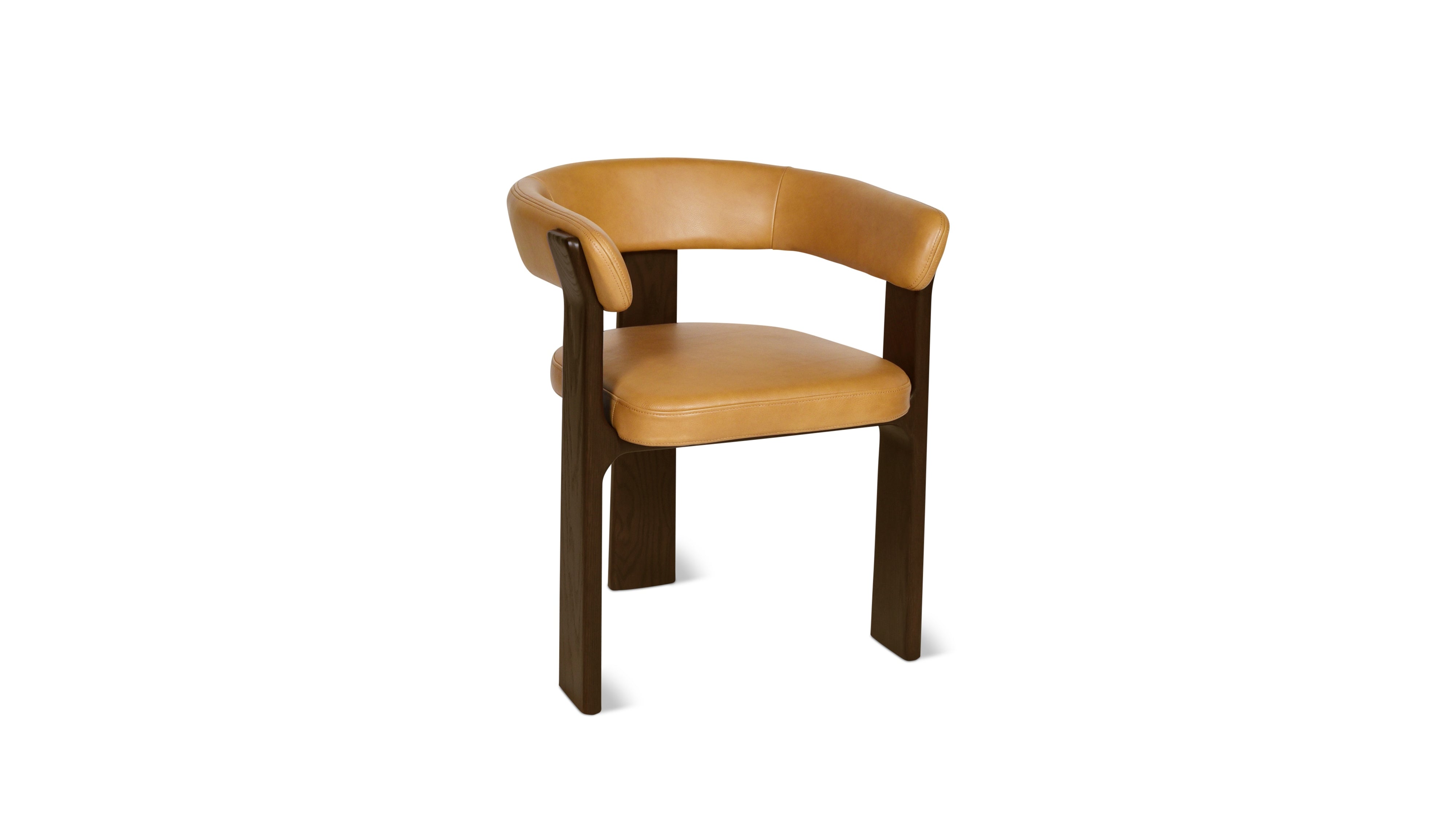 Trine Dining Chair, Dark Brown Oak, Tobacco Leather