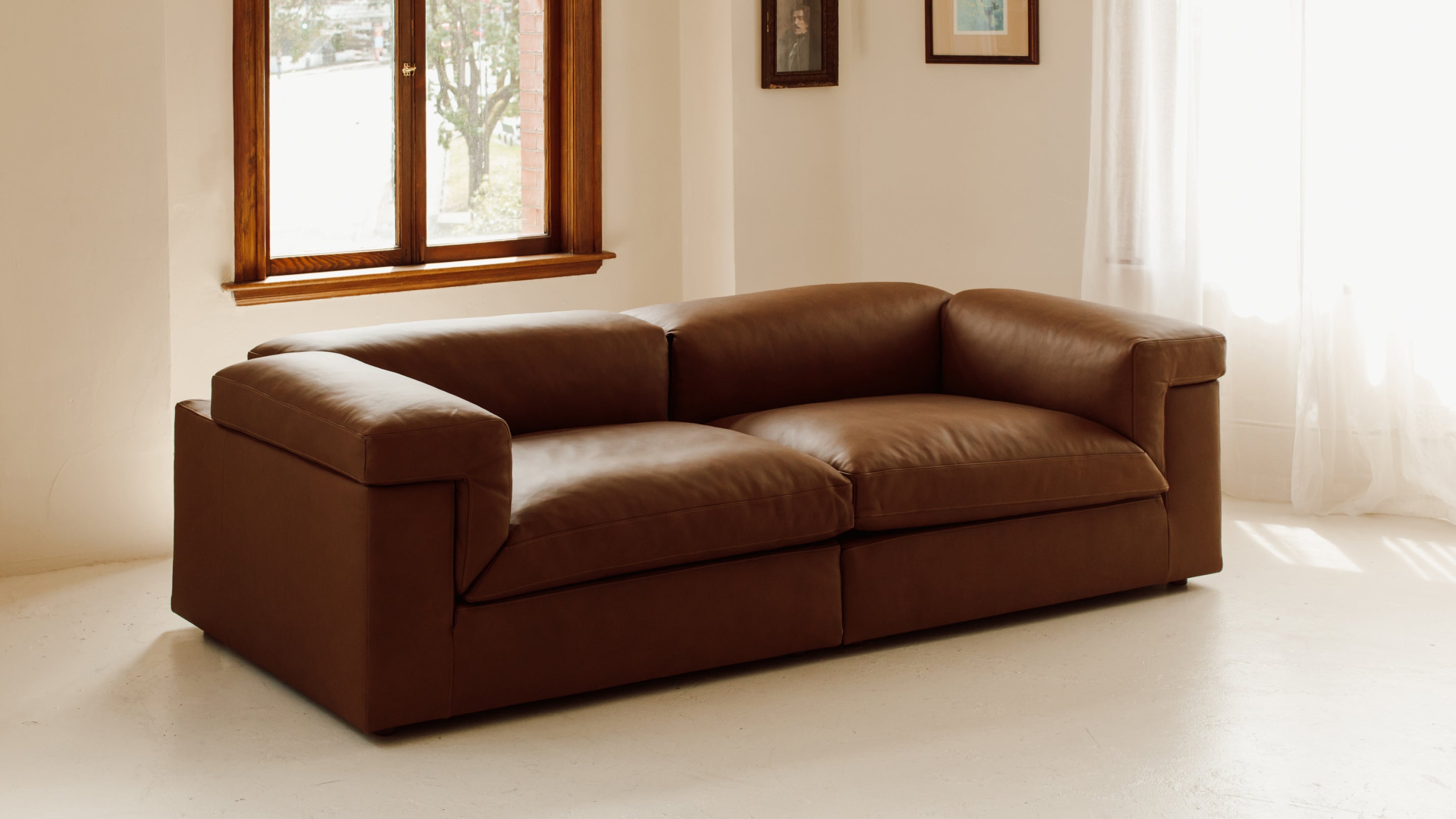 Saddle 2-Piece Modular Sofa, Bourbon