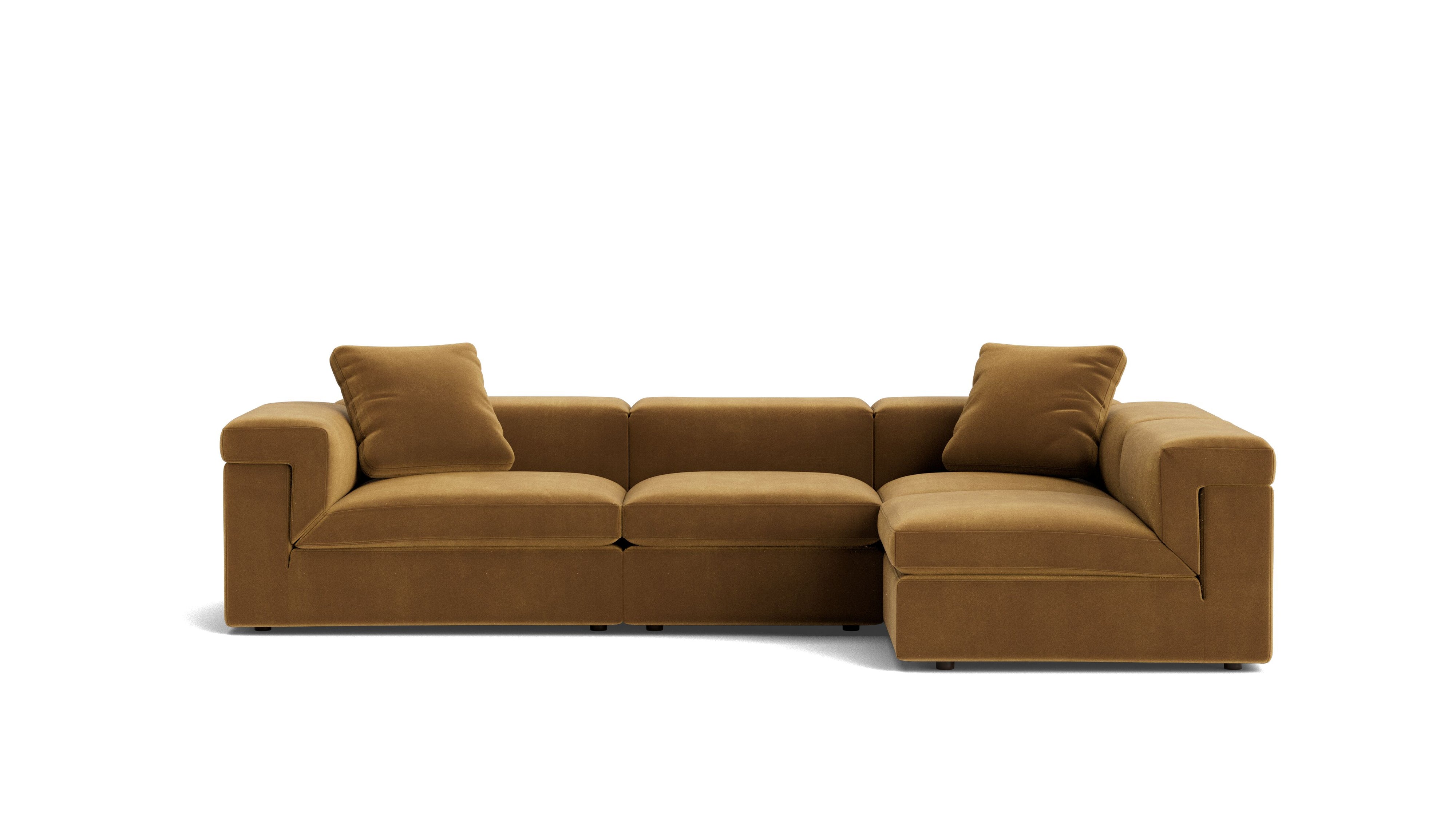 Saddle 4-Piece Modular Sectional Right, Gold