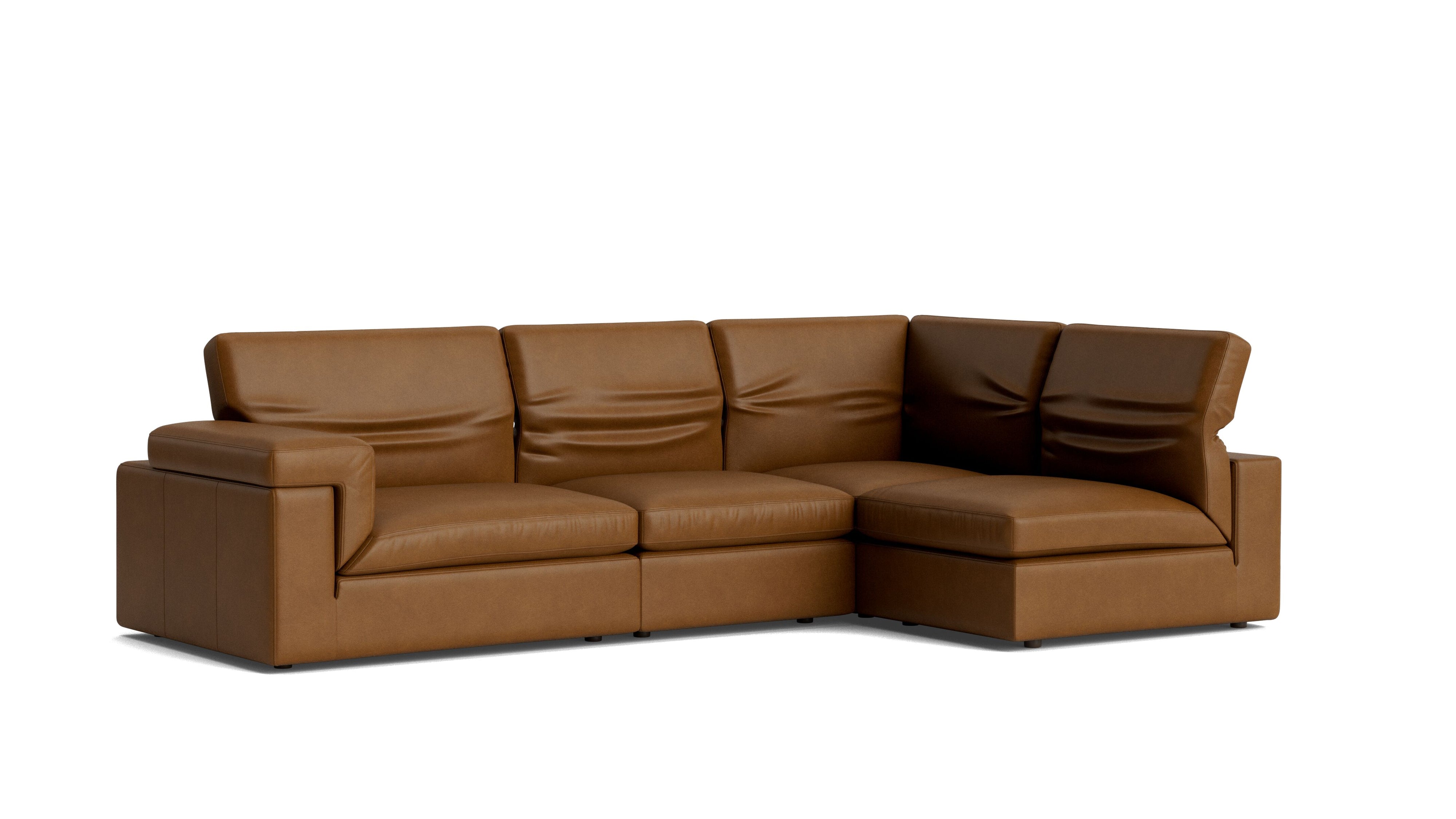 Saddle 4-Piece Modular Sectional Right, Bourbon