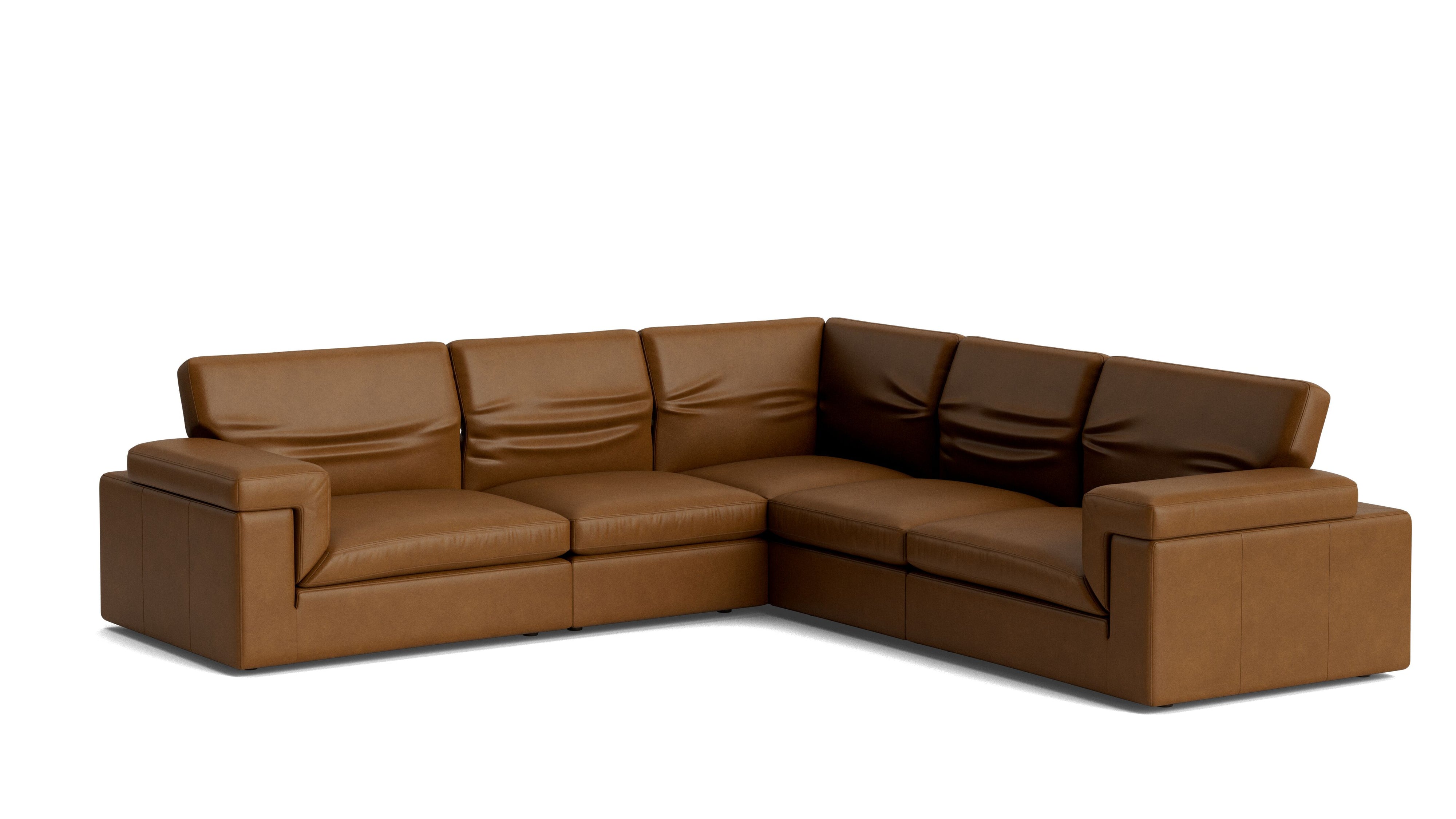 Saddle 5-Piece Modular Sectional Closed, Bourbon