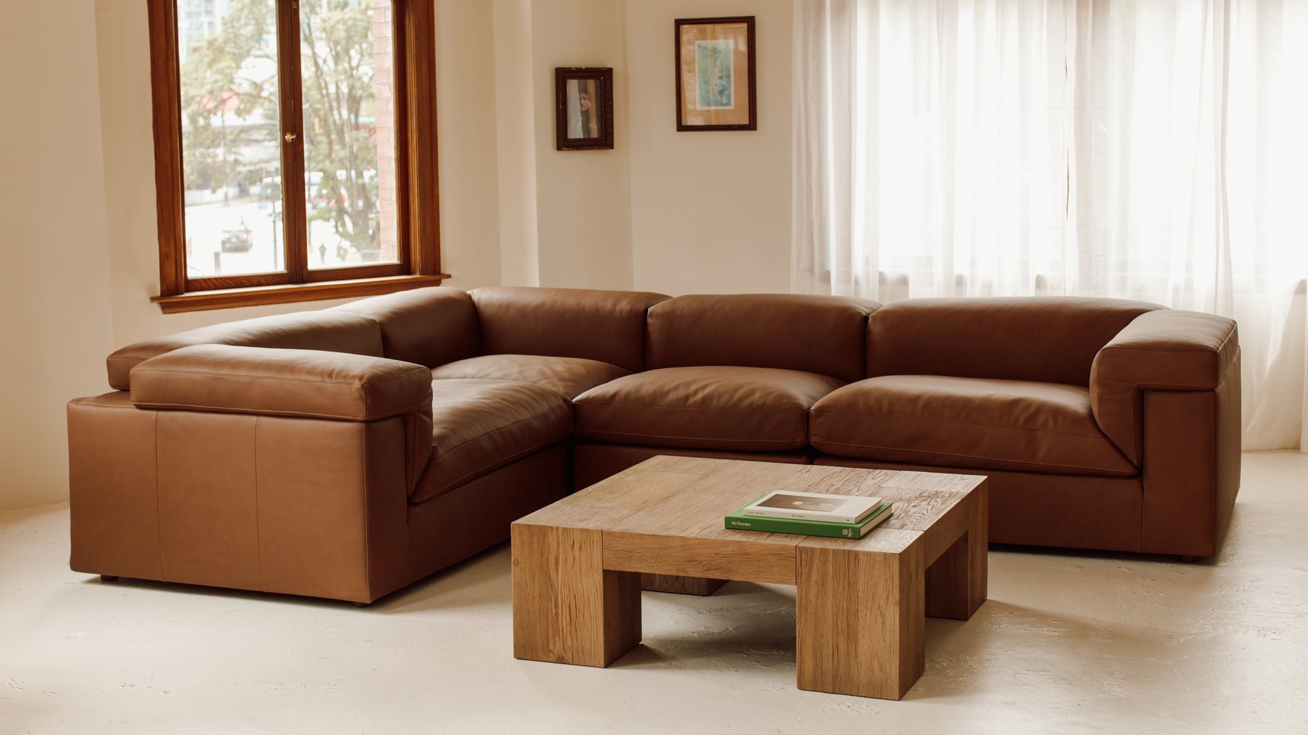 Saddle 4-Piece Modular Sectional Closed, Bourbon_image