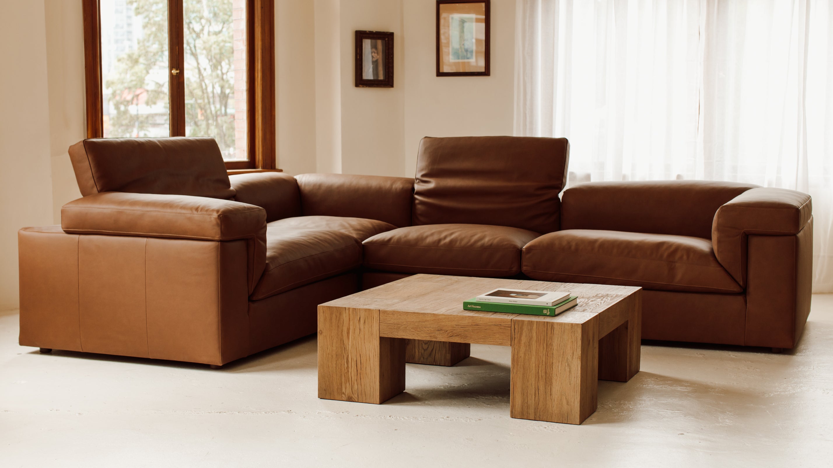 Saddle 4-Piece Modular Sectional Closed, Bourbon